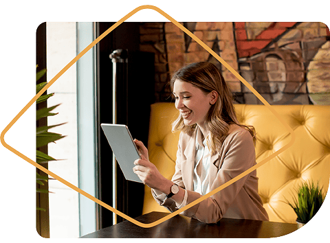 Woman using tablet in modern office